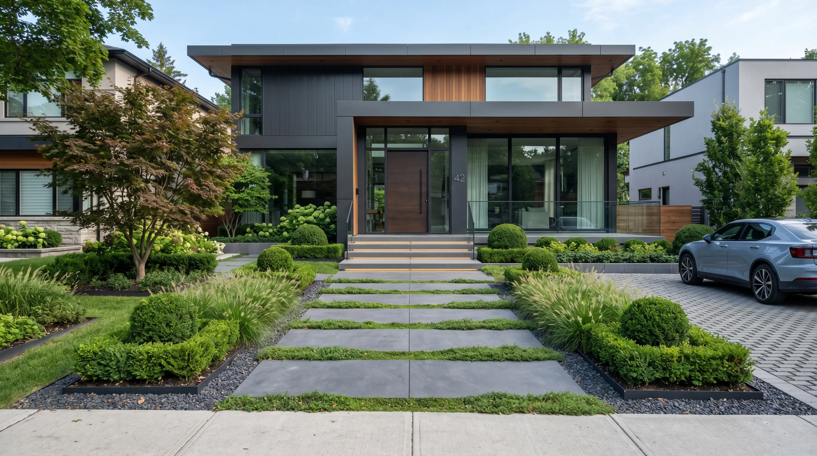 Straight Path Through a Structured Garden